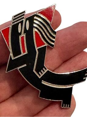 Acme Studios Jerry Leibowitz Lovers Enamel Figurative Brooch Pin Modernist 80s